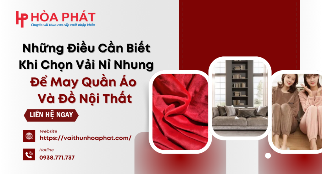 vải nỉ nhung may quần áo và nội thất