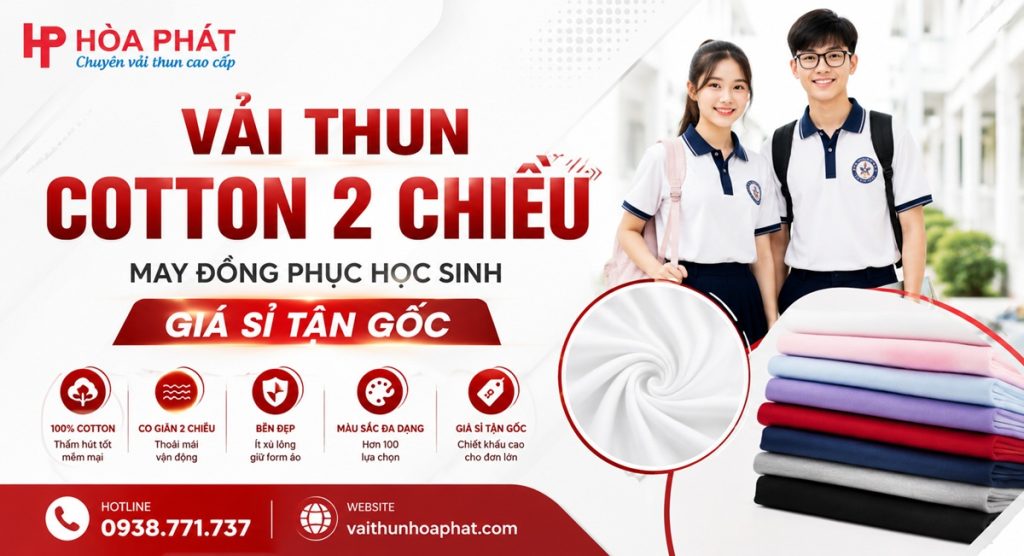 Vải Thun Cotton 2 Chiều May Đồng Phục Học Sinh Giá Sỉ Tận Gốc